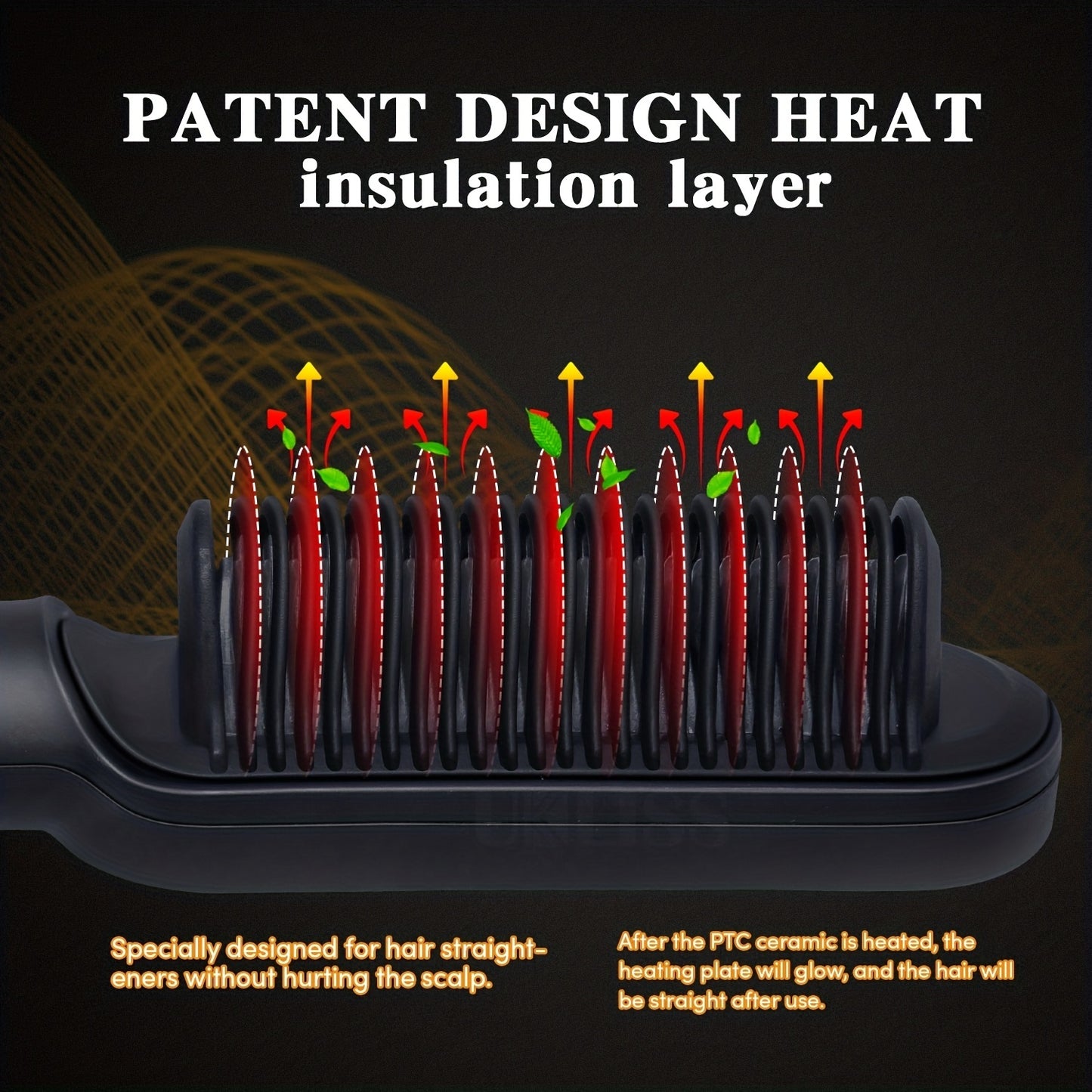 2-in-1 Heat Adjustable Electric Hair Straightener Brush