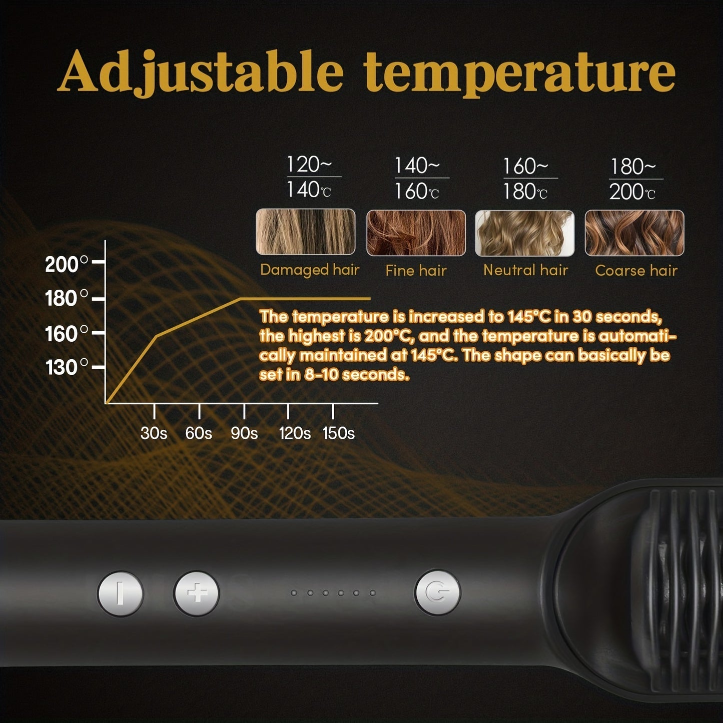 2-in-1 Heat Adjustable Electric Hair Straightener Brush