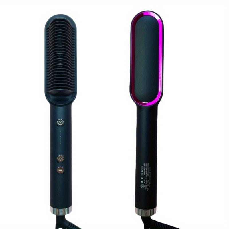 2-in-1 Heat Adjustable Electric Hair Straightener Brush