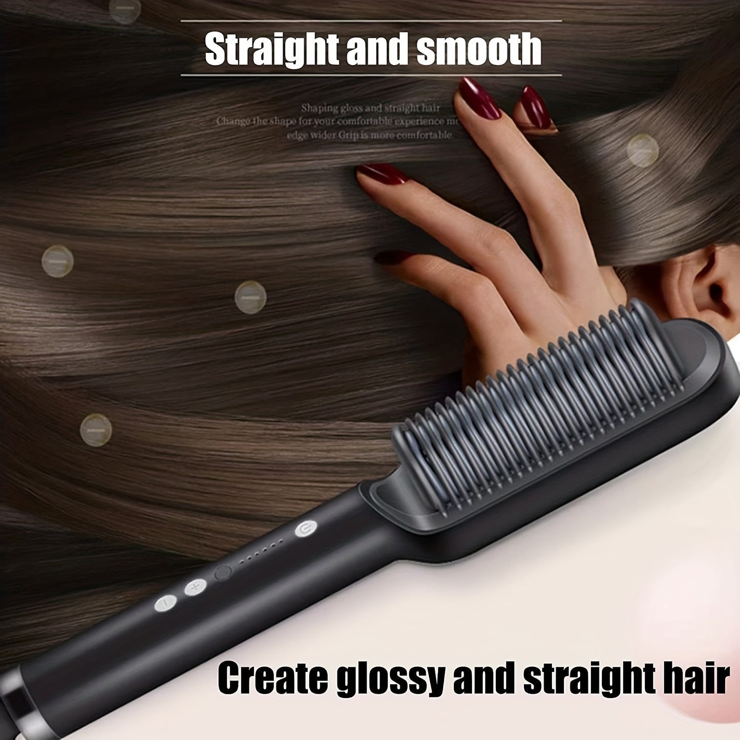 2-in-1 Heat Adjustable Electric Hair Straightener Brush